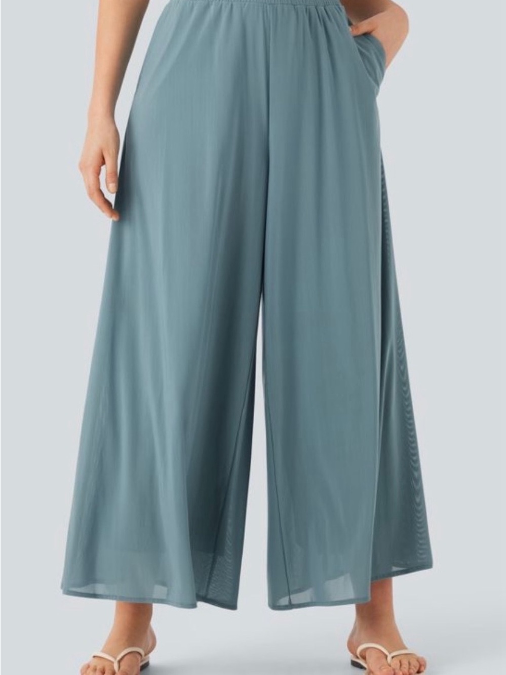 HARALA pants NWT in XL. High waisted pocket mesh overlay wide leg pants.